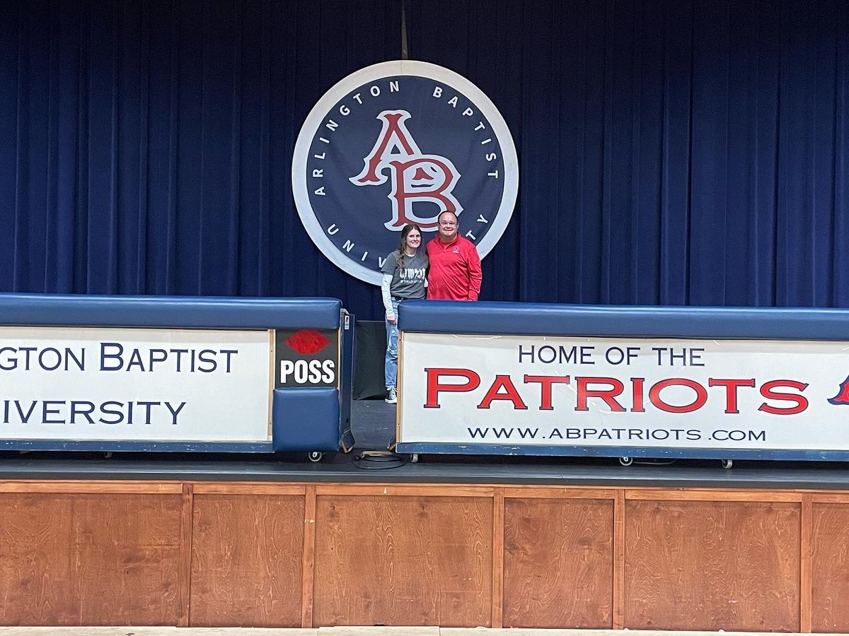 dagger_macy's tweet photo. I would like to announce that I have Committed to Arlington Baptist University to continue my softball and academic career. I would like to thank God for moving me towards the right direction! Thank you to everyone who has pushed me to be a better person! Go patriots! ❤️💙 https://t.co/rzAqRSRFZn
