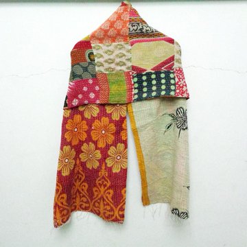 Indian Cotton Kantha Fashion Scarf Reversible Bohemian Handmade Stole Band SU90