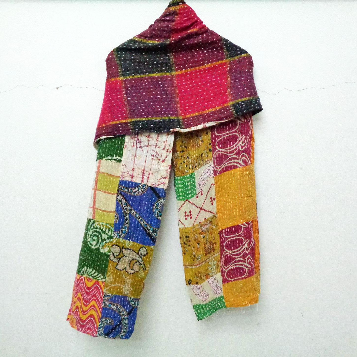 Kantha Cotton Scarf Tie Dye Stole Shawls Handmade Reversible Wrap Indian Scarves SU85