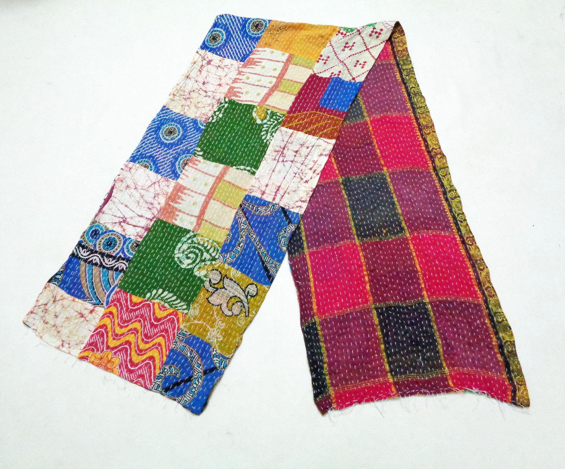 Kantha Cotton Scarf Tie Dye Stole Shawls Handmade Reversible Wrap Indian Scarves SU85