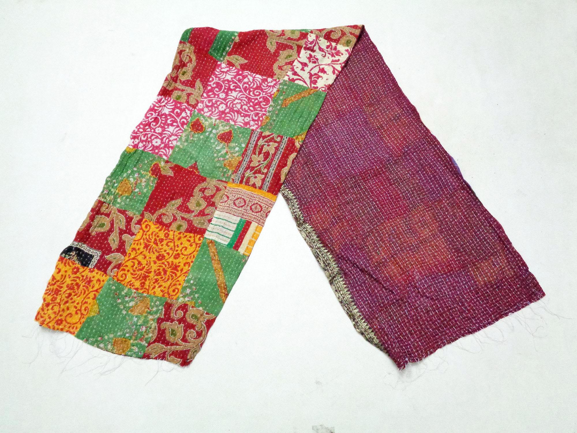 New Kantha Scarf Cotton Sari Stole Dupatta Neck Wrap Indian Handmade Wraps SU98