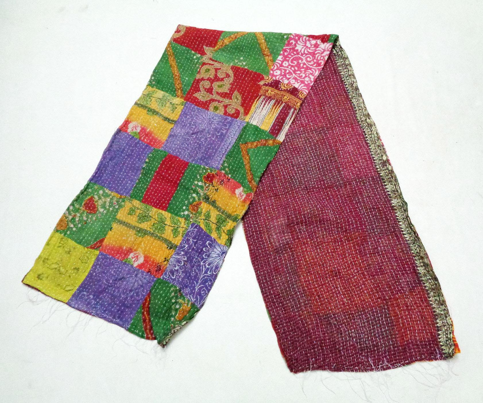 New Kantha Scarf Cotton Sari Stole Dupatta Neck Wrap Indian Handmade Wraps SU98