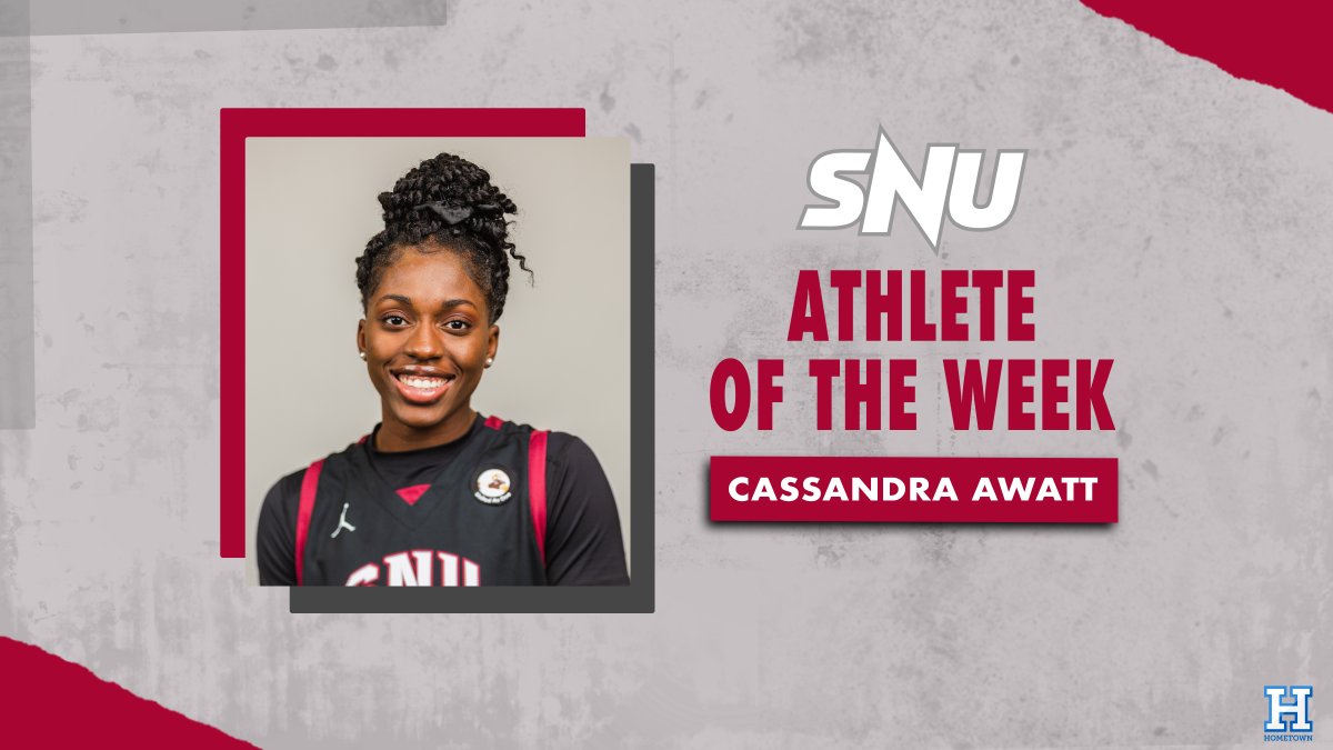 SNUAthletics's tweet photo. With her 𝙘𝙖𝙧𝙚𝙚𝙧-𝙝𝙞𝙜𝙝 28 points (scoring 11 in two minutes of play) and seven rebounds against Southwestern Oklahoma State, @SNUwbb 's Cassandra Awatt earns her THIRD SNU Female Athlete of the Week!

#BoltsUp⚡️ | @AwattCassandra https://t.co/uzsKpaq2k0