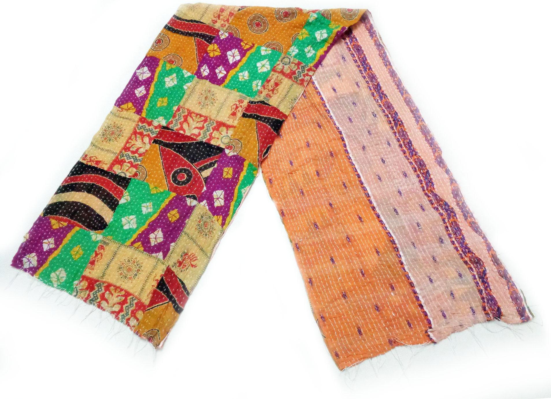 New Indian Cotton Kantha Fashion Scarf Reversible Bohemian Handmade Collar Wraps SL03