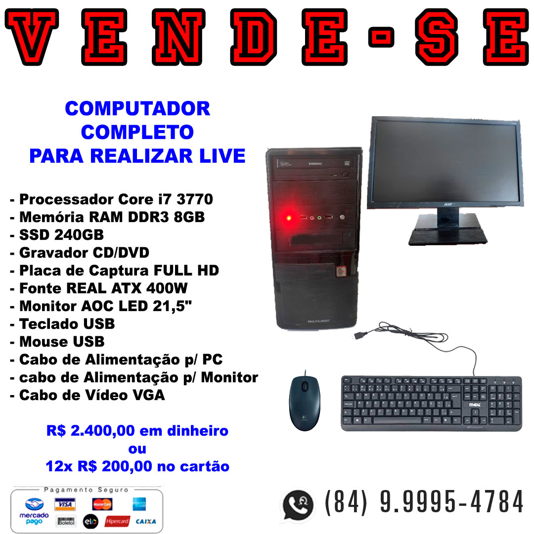 AdeguinalNetto's tweet photo. Computador Completo c/ Monitor
R$ 2.400,00 em dinheiro ou 12x R$ 200,00 no cartão

Conteúdo:
- Um Computador
- Um Monitor AOC V226HQL LED 21,5" (Full HD, Hdmi, Dvi, Vga)
- Dois Cabos de Alimentação
- Um Cabo de Vídeo VGA
- Um Teclado USB
- Um Mouse USB https://t.co/NJUSe6wNTV