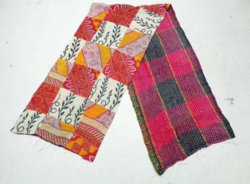 Vintage Kantha Scarf Cotton Bandana Sew Long Reversible Scarf Hijab Scarves SL04