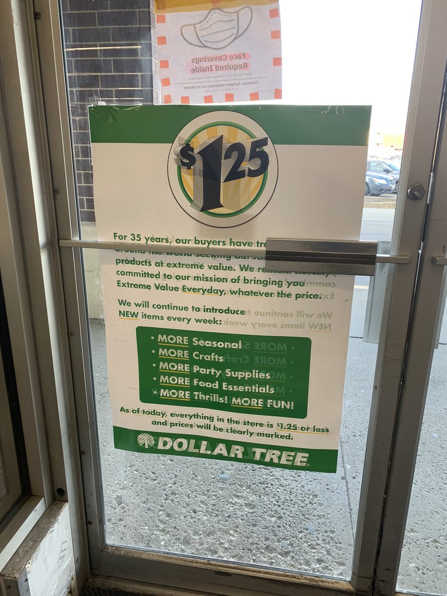 AngieCornwell's tweet photo. The backbone of the corporate America has fallen, the dollar store is now the dollar twenty five store https://t.co/ffgeyUqyZs