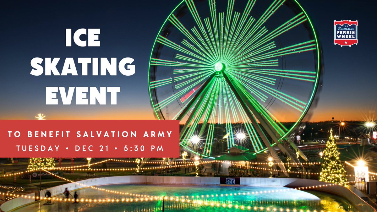 bransontracks's tweet photo. Reduced pricing on ice skating and Ferris Wheel tickets with a non-perishable food item donation to @salvationarmy. Tomorrow night, 12/21!

Tell us your're coming and get more info here: https://t.co/lXyS84JU7v https://t.co/WmVbosvUAC