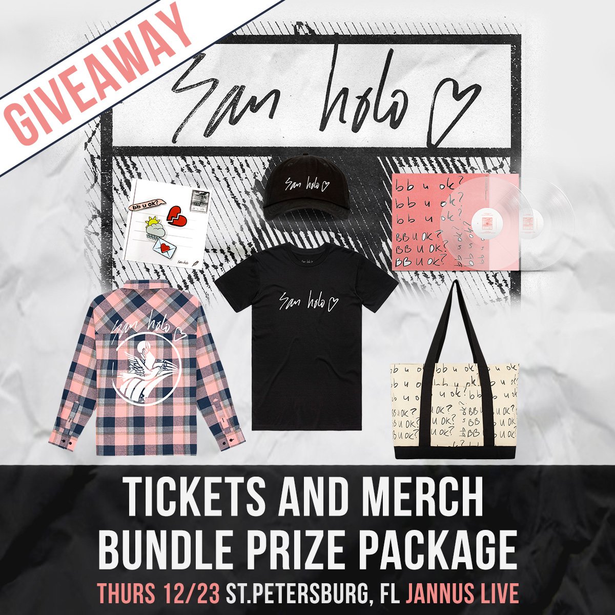 Alliance_Events's tweet photo. 🎁 𝗚𝗜𝗩𝗘𝗔𝗪𝗔𝗬: Down to catch @SanHolobeats &amp; snag fresh new merch for FREE?

HOW TO ENTER:

♥️ - 𝗟𝗜𝗞𝗘
🔖 - 𝗥𝗘𝗧𝗪𝗘𝗘𝗧
👥 - 𝗧𝗔𝗚 your crew in replies for bonus entries into the drawing (1 tag = 1 entry; unlimited entries to increase your chances of winning) https://t.co/mIvzBwndKq