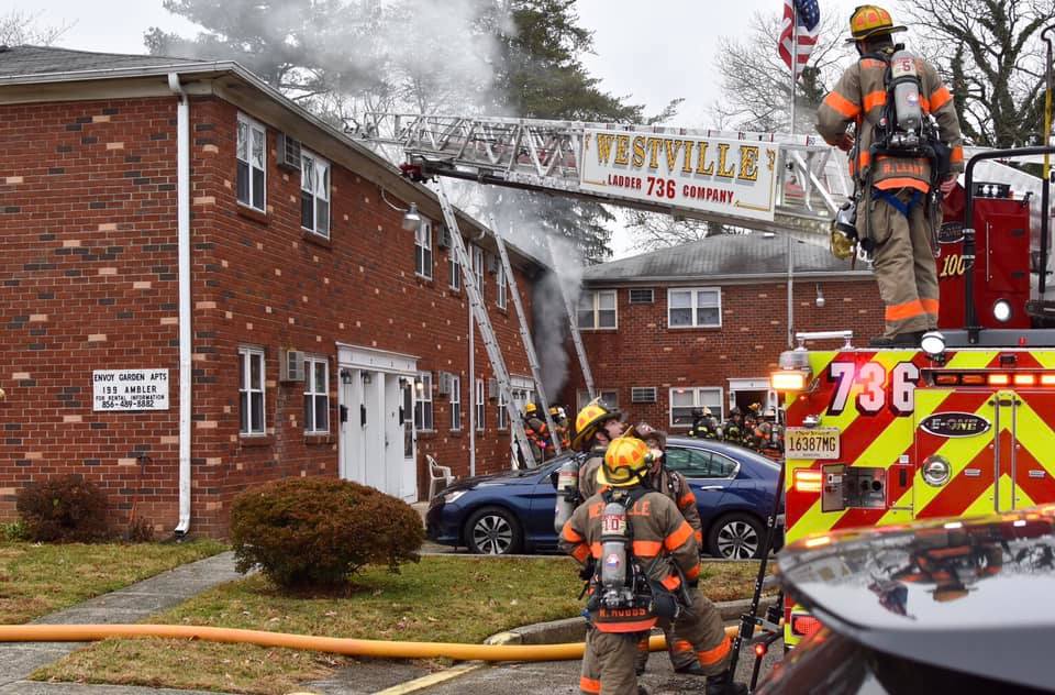 We love seeing #EONEtrucksinaction photos like these from Westville (NJ) Fire Department responding with their E-ONE aerial to an apartment complex fire. Thankfully, no one was injured. #EONEstrength #firetruck #firefighter #westvillenj