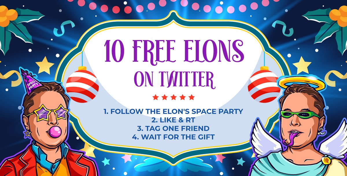 Hello Party ✌️! New 2022 Year is soon 🥳 ! And that means it's time for the big giveaway!🎉 
✅ Follow the <a href="/ElonsSpaceParty/">Elon's Space Party</a> 
✅ Like &amp; RT 👍
✅ Tag one Friend 🚀
✅ Wait for the GIFT 🎁
Results will be announced on January 3rd
#FreeNFT #OpenSeaNFT #NFTs #Cryptoart #Opensea #NFT