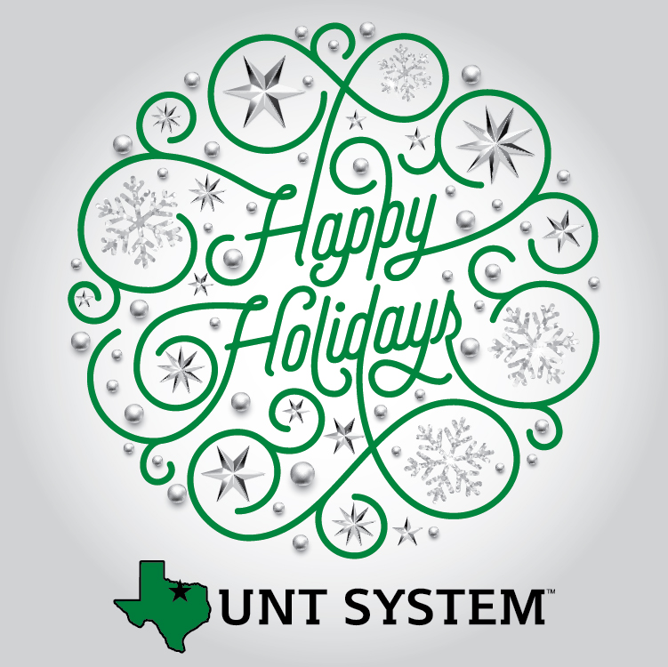 untsystem's tweet photo. Wishing our #UNTWorld family a relaxing Winter Break. UNT System Headquarters will close at noon on Thursday, Dec. 23 and will reopen on Monday, Jan. 3. #happyholidays #WeAreNorthTexas https://t.co/PO2oBCVMW8