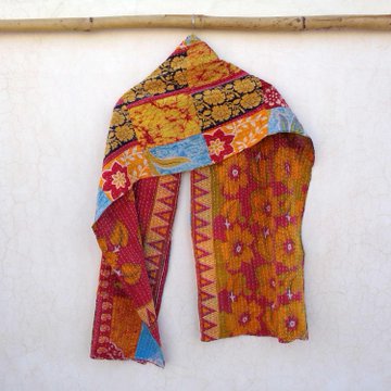 Cotton Kantha Scarf Neck Wrap Stole Dupatta Hand Quilted Women Bandanas headband SL77