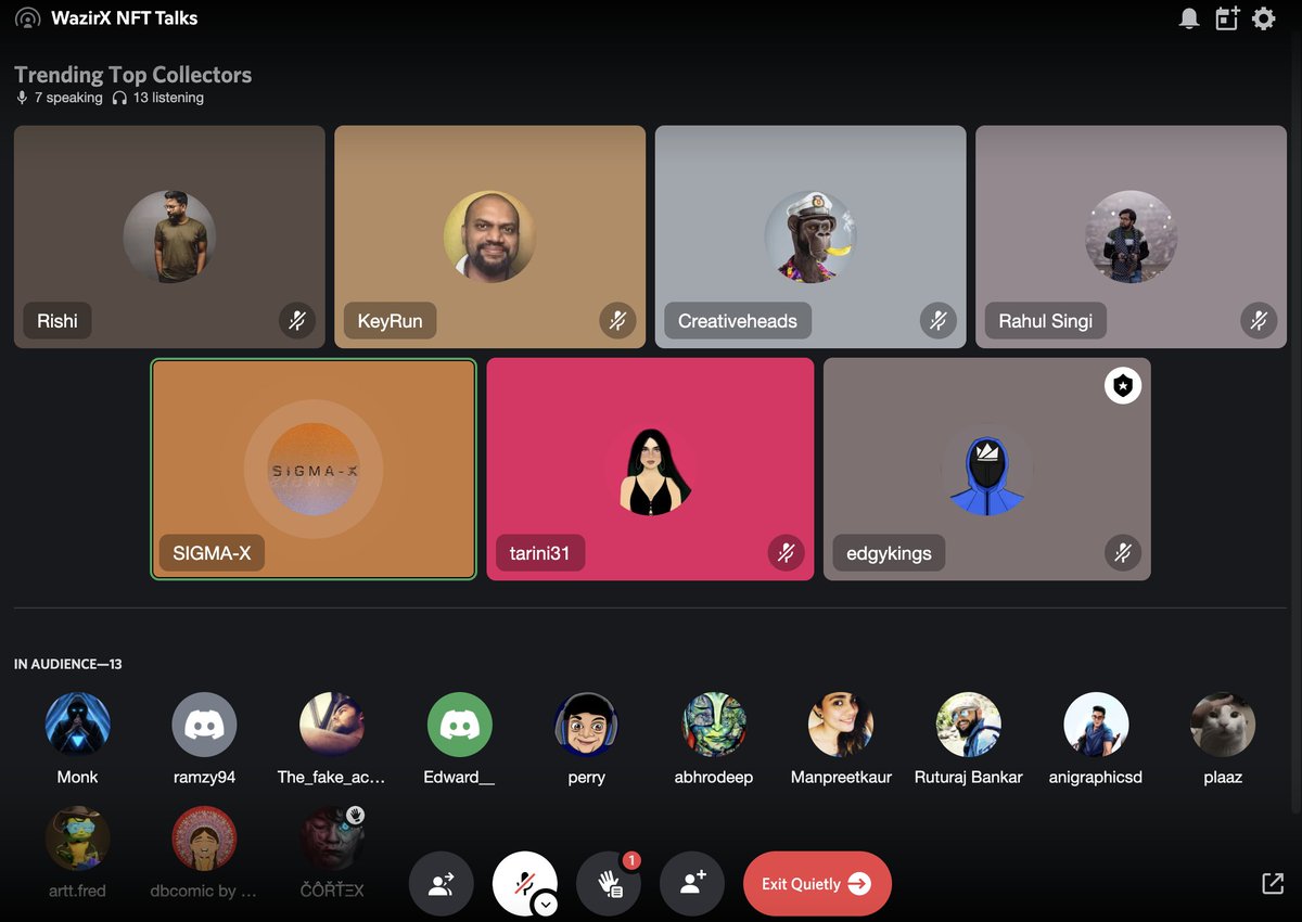 rahul_johnson's tweet photo. Midnight Sessions with the @WazirXNFT fam on our @discord. 
Thank you all for joining in!! 
@rishi_creates @creativehead_s @photowale_bapu @FKhurshaidi
@tarinikhanna97 https://t.co/if9ewtIj1a