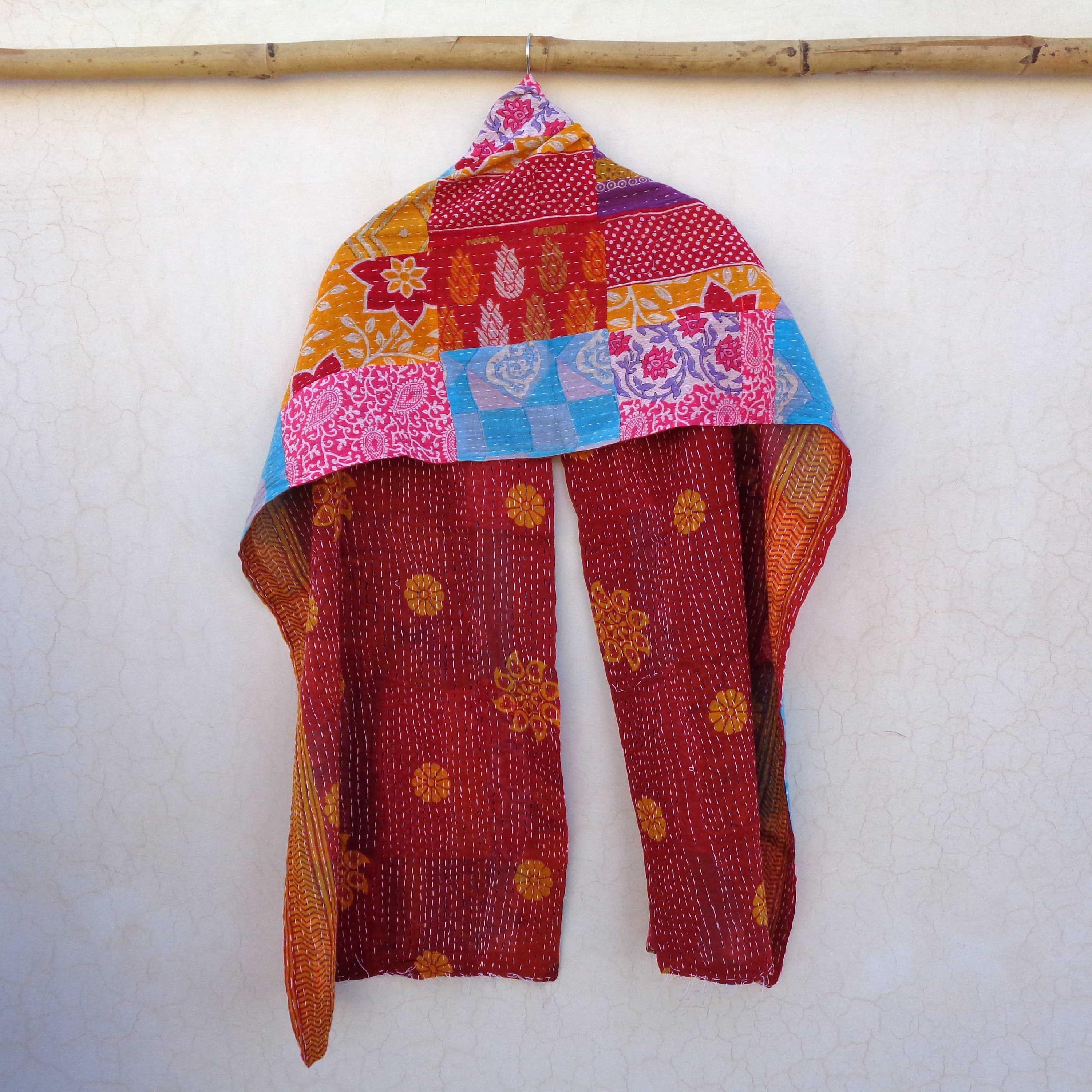Cotton Kantha Scarf Head Wrap Stole Dupatta Stitched Embroidered Scarf Veil SL96