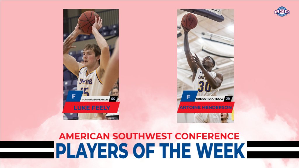 MBKB | <a href="/CruSports/">UMHB Crusaders</a> Luke Feely and <a href="/CTXAthletics/">Concordia Athletics</a> Antoine Henderson named ASC Men's Basketball Players of the Week bit.ly/3smRQGI #ASChoops #d3hoops