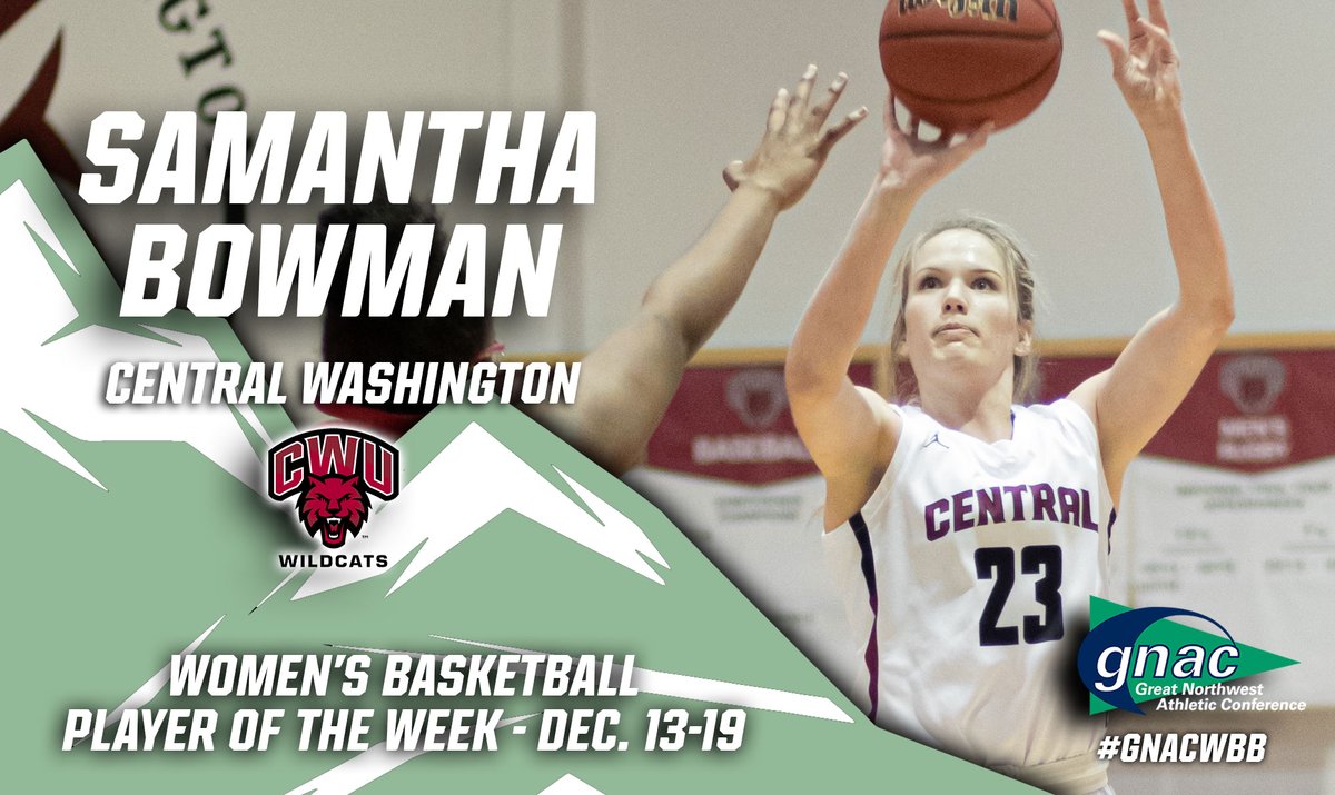 GNACsports's tweet photo. Congrats to Samantha Bowman of @CWUAthletics, the #GNACWBB Player of the Week!
https://t.co/596OIdsKFa https://t.co/eQJYzJEKZm