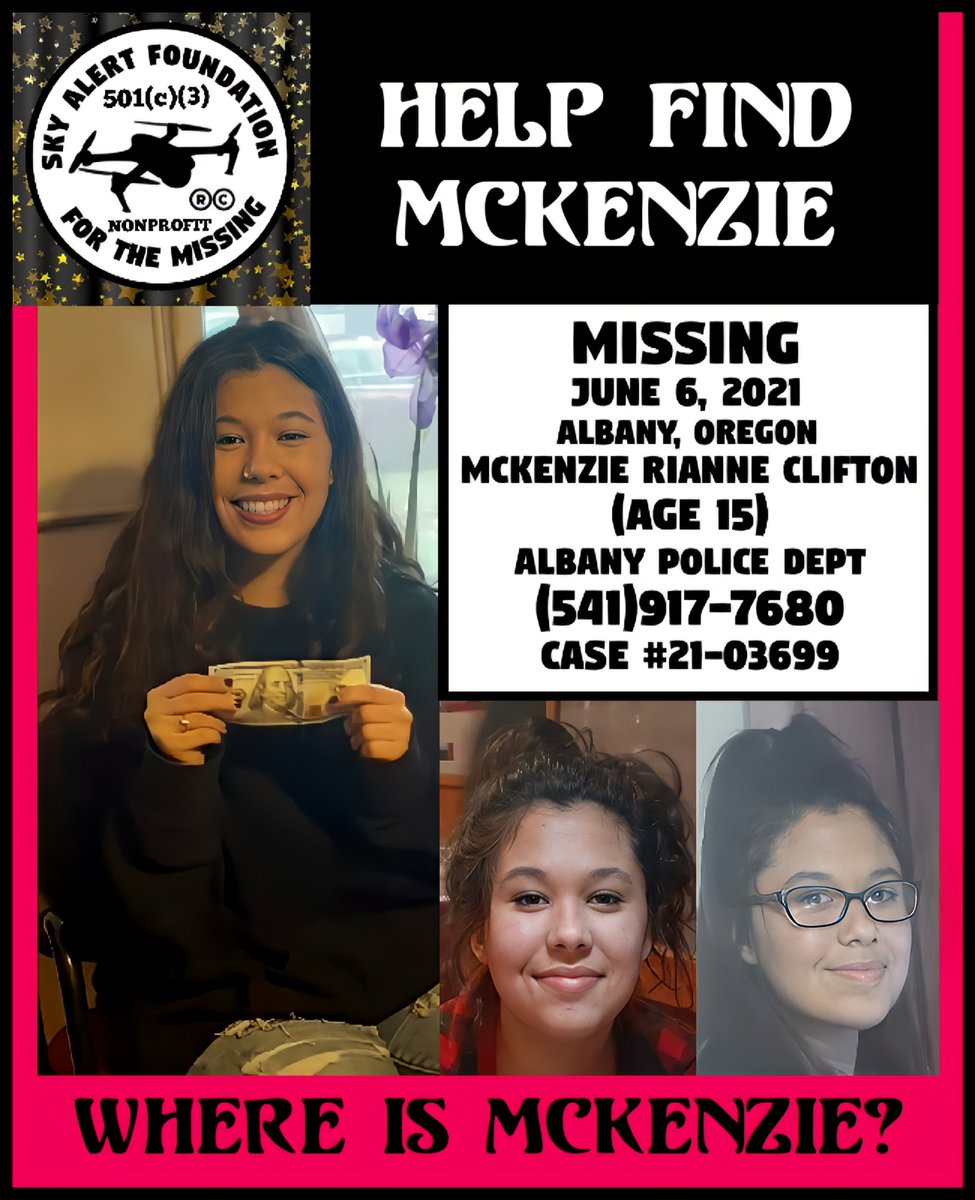 PLEASE SHARE 

@albanyorpd & @ORStatePolice & @sky_missing & @LordanArts & @CrimeChristy

oregon.gov/osp/missing/pa…

&

facebook.com/missingnorthwe…

#MissingPersons & #MissingTeen & #McKenzieRianneClifton & #McKenzieClifton & #AlbanyOregon & #Oregon & #WashingtonState & #USA & #Viral