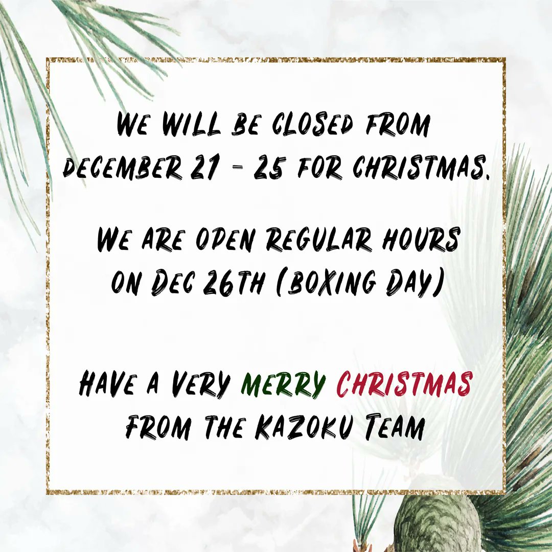 We will be closed a few extra days for the holidays! Have a merry Christmas everyone!