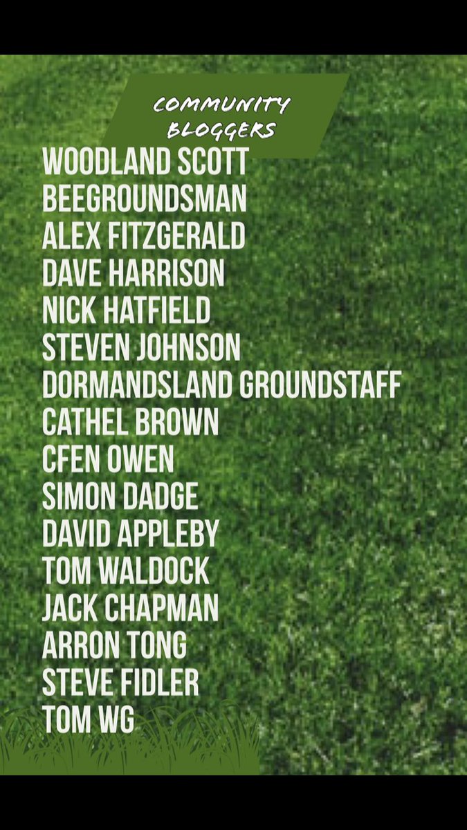 This evening l take the opportunity to thank those who have blogged for us in 2021. Everyone who has contributed take a bow 👏🏻👏🏻

If l have missed anyone, give me a nudge not intentional. 

@Woodlands_Scott <a href="/BGroundsman/">BeesGroundsman</a> <a href="/nickhat75/">Nick Hatfield (grumpy groundsman)</a> <a href="/simplydadgy/">Simon Dadge</a> <a href="/kings_lawns/">Jack Chapman</a> <a href="/Stephen32219094/">Stephen Johnson</a> 👏🏻👏🏻