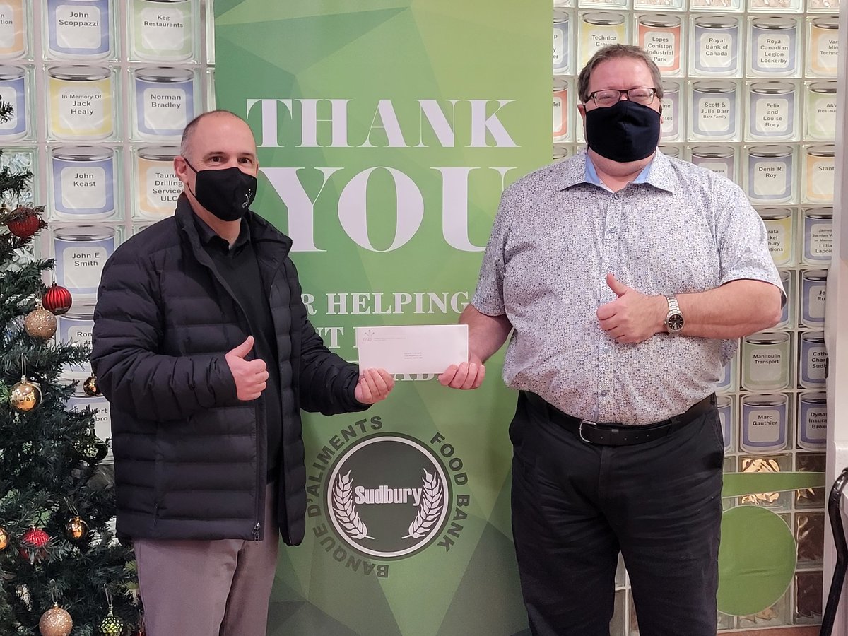 Board Chair <a href="/mark_signoretti/">Mark Signoretti</a> presents $3370 to #EdgarBurton #FoodDrive Dan Xilon <a href="/SudburyFoodBank/">Sudbury Food Bank</a> . This is an annual project for GSU staff. Pre-covid it was canned goods; this is year 2 in virtual format. Proud of our continuing commitment to help the community!