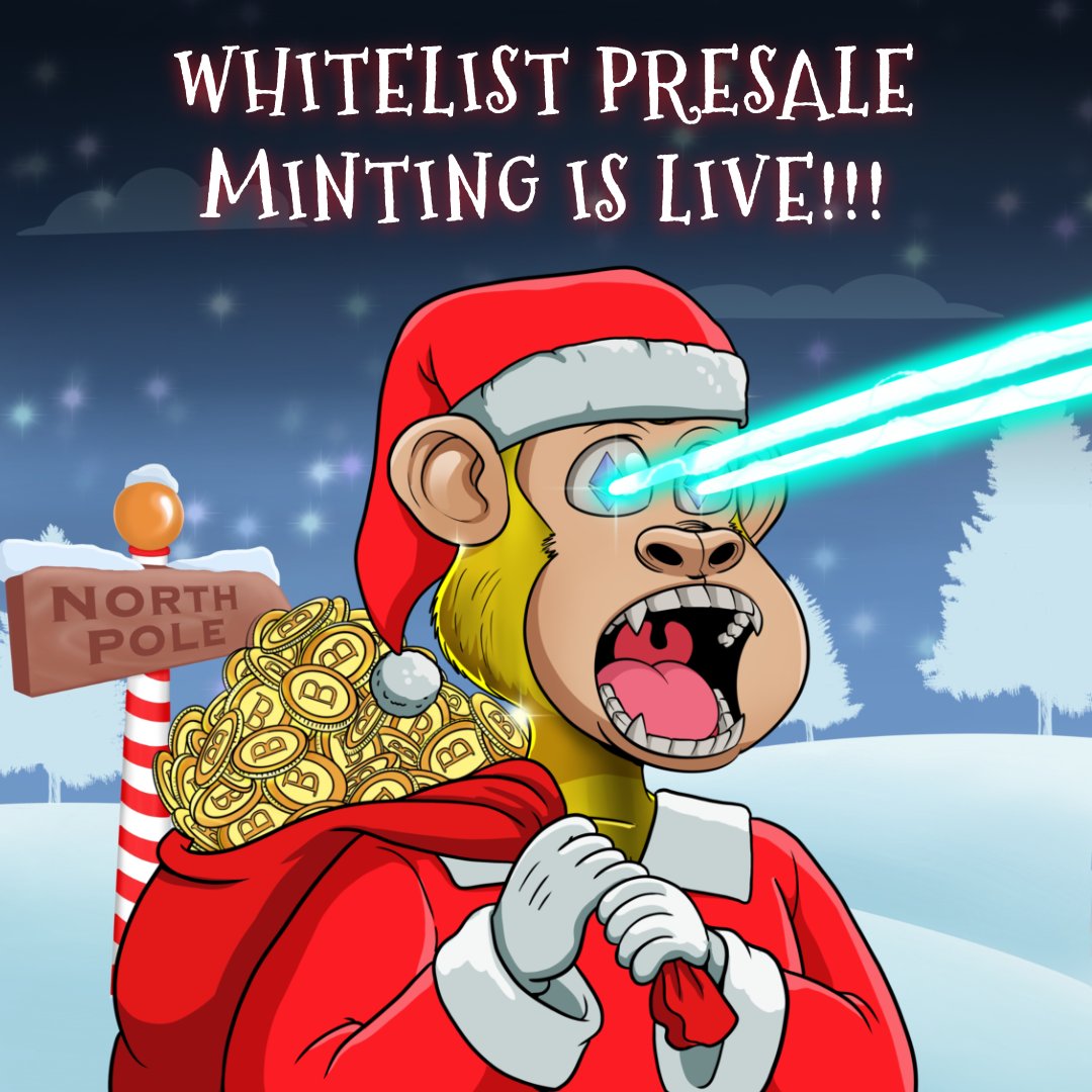 SantaApeClub's tweet photo. WE ARE LIVE !!! WHITELIST MEMBERS ARE MINTING !! #NFTDROP #NFTCOMMUNITY #NFTS #NFT #NFTMINT https://t.co/fEkVCx1i6M