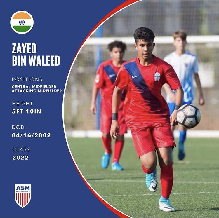ASMSoccerTeam's tweet photo. 🚨NEW ASM STUDENT-ATHLETE🚨

ASM welcomes 2022 soccer recruit Zayed Bin Waleed from India 🇮🇳 

Check out his profile here: https://t.co/ihrRVgM6fZ

 #asmsportsgroup #asmscholarships
#collegesoccer #asmathlete #soccer #ncaa #naia https://t.co/61BLDji3ne