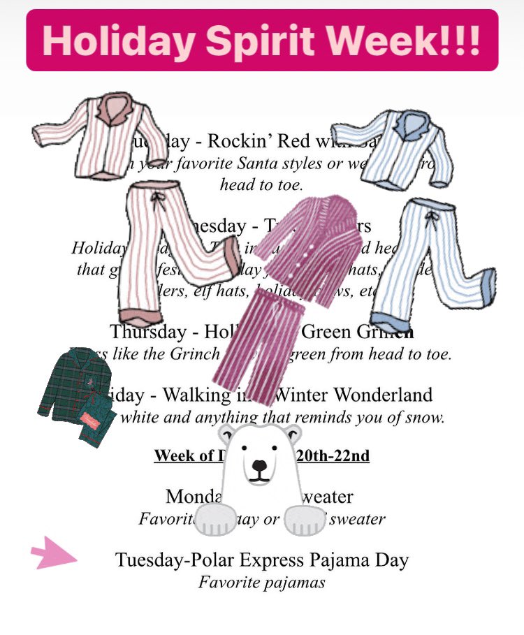 msesbulldogs's tweet photo. Today was Ugly Sweater Day! But let’s face it, all of these sweaters are super cute!!! Tomorrow is Polar Express Pajama Day! Enjoy the last day of Holiday Spirit Week by wearing your favorite pajamas. #wemakethislookgood #uglysweater  #cutesweater #mineralspringselementary #wsfcs https://t.co/qkn2LL4aSB