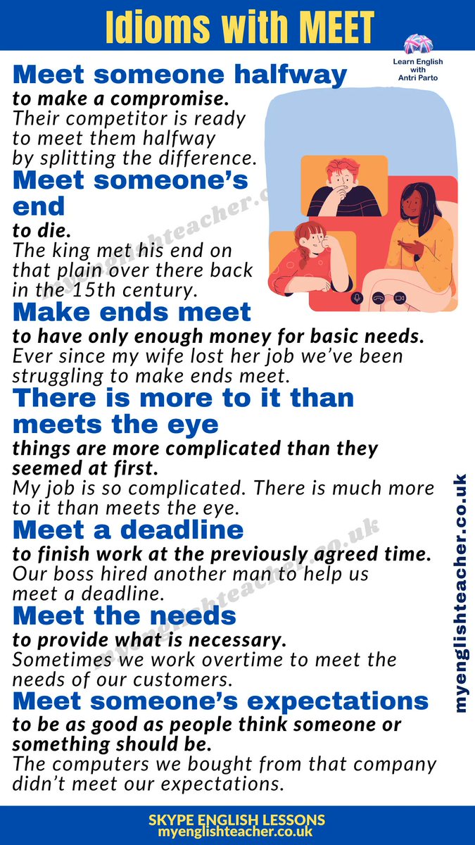 MyLinguaAcademy's tweet photo. Follow the link to learn 23 ways to use the verb MEET 👉 https://t.co/VRWsIrEfTZ https://t.co/H39QLVbLOA