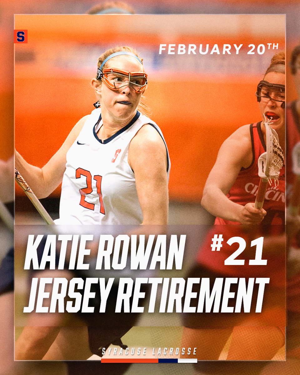Syracuse Women's Lacrosse (@cusewlax) on Twitter photo No one celebrates lacrosse like <a href="/Cuse/">Syracuse Athletics</a>. Join us on Feb. 20 when Katie Rowan has her jersey retired along with <a href="/CuseMLAX/">Syracuse Men’s Lacrosse</a> head coach Gary Gait and legendary coach Roy Simmons Jr. joins the Ring of Honor.🍊🥍 No one celebrates lacrosse like <a href="/Cuse/">Syracuse Athletics</a>. Join us on Feb. 20 when Katie Rowan has her jersey retired along with <a href="/CuseMLAX/">Syracuse Men’s Lacrosse</a> head coach Gary Gait and legendary coach Roy Simmons Jr. joins the Ring of Honor.🍊🥍