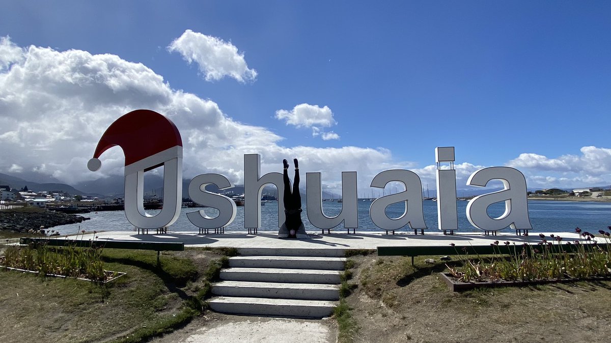 FGTravelMathy's tweet photo. Great start to @atlascruises #worldnavigator with a tour around Ushuaia and time for a headstand in #ushuaia #headstandsaroundworld @FGTravelMathy https://t.co/BiE06NIZFO