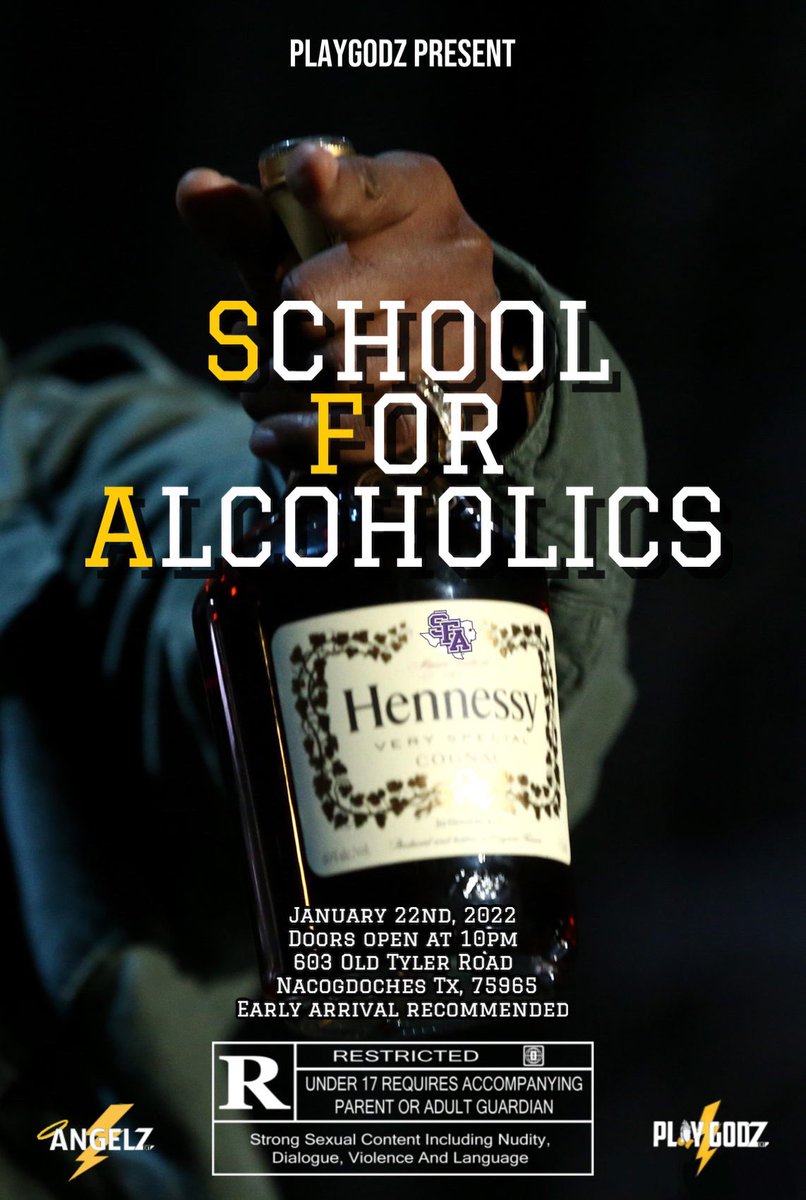 SFA_PlayGodz's tweet image. Everybody school thinks they can drink… 

Until it’s time to actually drink.. 

January 22nd, 2022 🗓

We welcome you to SFA. 

School.🍻
For.🍺
Alcoholics.🥃

Doors Open @ 10pm.⚡️
#SFA22 #SFA23 #SFA24 #SFA25 

The official SFA Back 2 School Party.