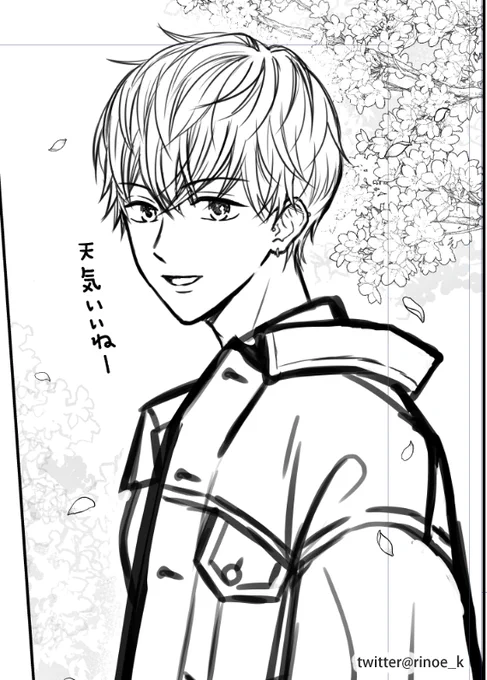 「#なまいきシュガーはほおっておけない」
連載一話目の下書き中✏️🐿
真紘はピアス多めで描いてて楽しいです🌸
(ちなみに両耳で7個…)

ピアス開いてる攻めっていいですよね～🥰 