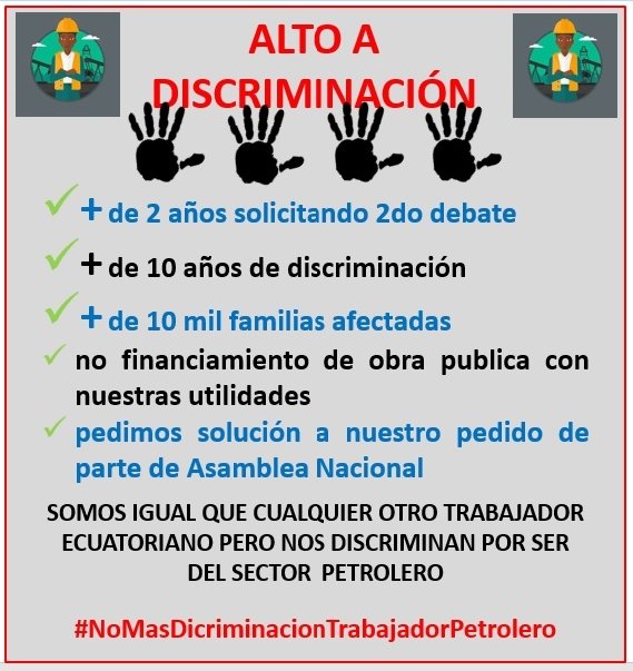 laloking19621's tweet photo. RT📳 📳
2️⃣0️⃣0️⃣ días de ILEGALIDAD
#NoMasInjusticia

DE VACACACIONES
@AsambleaEcuador @LaboralAN  
MIENTRAS NOSOTROS SEGUIMOS TRABAJANDO 24/7

✅ Retomen proyecto
#RecuperaciónUtilidades en espera desde hace➕de 2 años
@YSiTePasaATi_CT
@VaPetrolero
@LassoGuillermo
@GuadalupeLlori https://t.co/vg12m6LXgm
