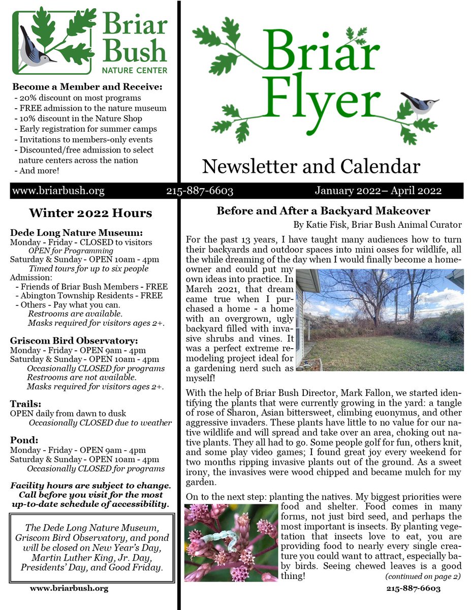 Briar Bush Nature Center on X: The Winter Briar Flyer 2022 is filled with Briar Bush's news and events. t.coKU9UG2OStL t.co2mpe3AYlCM X