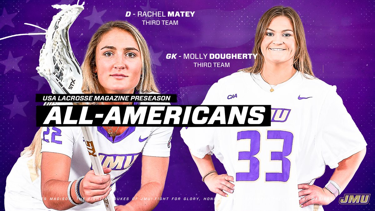 Rachel Matey and Molly Dougherty have been named Third Team Preseason All-Americans by @USALacrosseMag! 

📰 bit.ly/3J8yFpY

#GoDukes