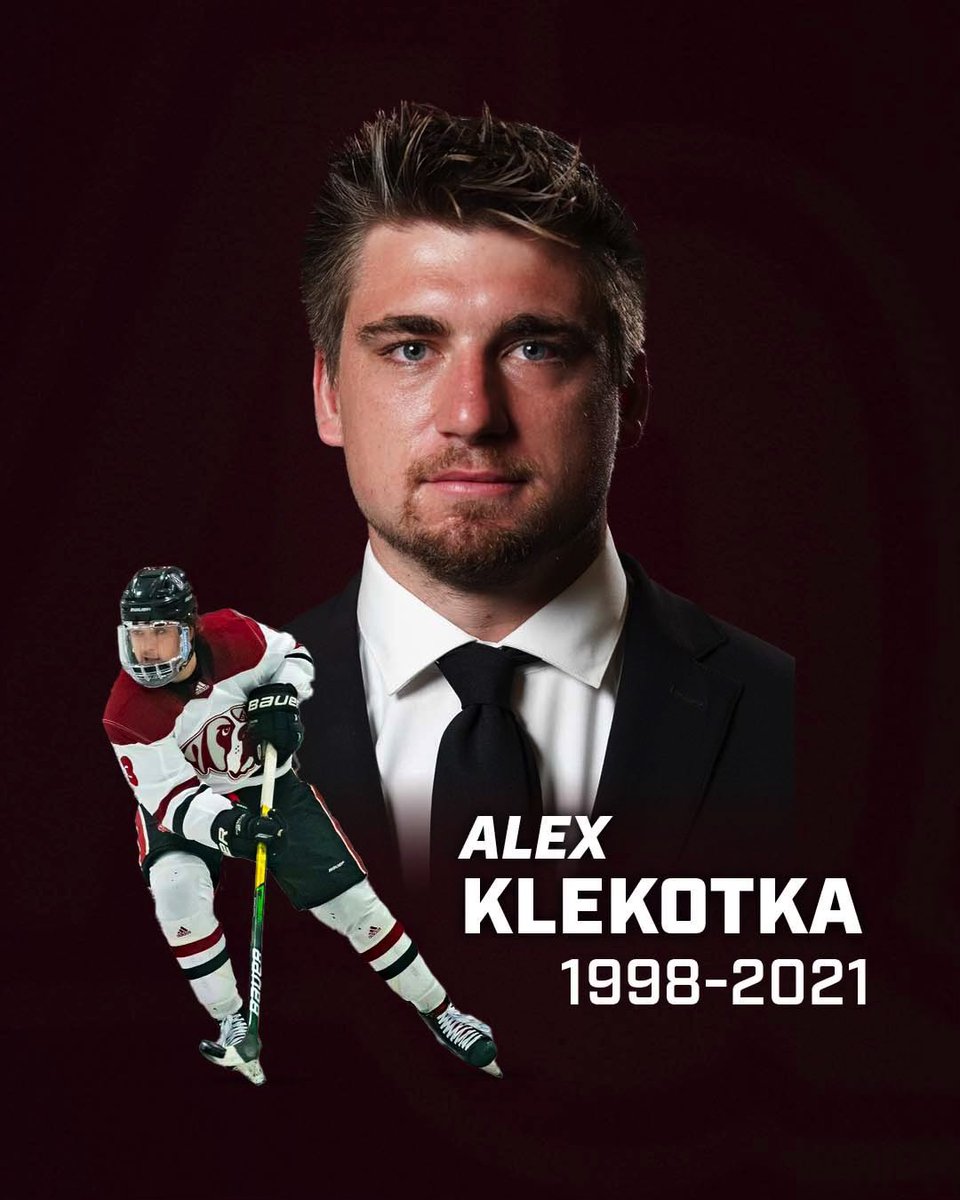hockeyhousepod's tweet photo. The hockey world lost an all-time teammate over the weekend. @AquinasHockey assistant captain Alex Klekotka passed away on Saturday. 

Our thoughts are with the Klekotka family and the Aquinas hockey community. ❤️ https://t.co/9QQsSNFYd6