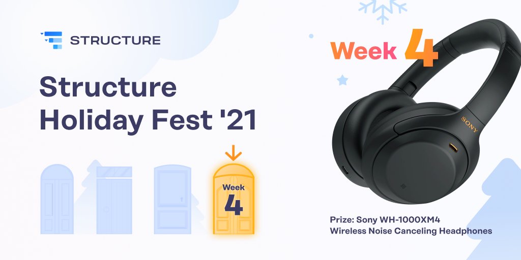 almworks's tweet photo. Sarah Herritage is our winner of last week’s Fitbit Sense – congrats!
It’s the final week of #StructureHolidayFest and we’ve got one more prize to give away: a pair of #Sony Headphones! Go to the Structure Community on Slack to answer our final question: https://t.co/OlH6YCPB9u https://t.co/wluNxToaDQ
