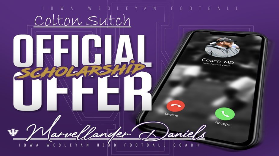 SutchColton's tweet photo. After a great conversation with @CoachDaniels_IW Im excited to say that I have received a scholarship offer from @IWTigerFootball https://t.co/81DT8xm4Of
