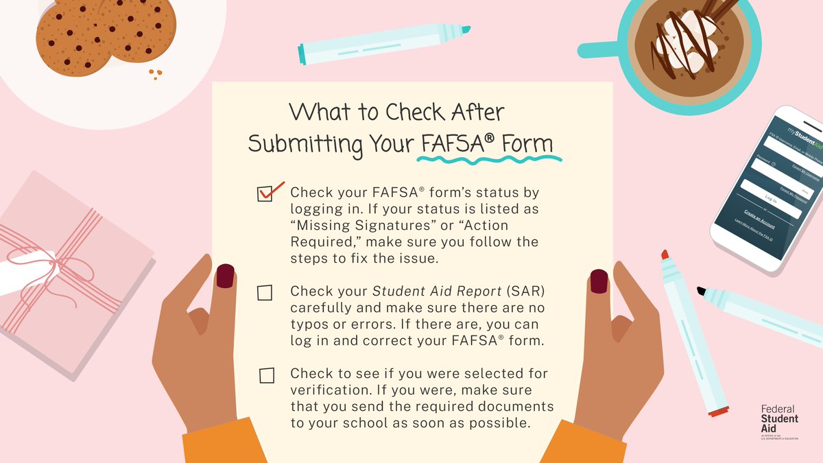 Check it once and check it twice! 😉

If you’ve submitted your 2022–23 FAFSA® form, follow these tips to make sure you’re all set 👇