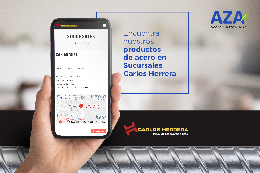 ¡Tus proyectos, constrúyelos con acero sostenible AZA! Encuentra nuestros productos en Sucursales #CarlosHerrera y en carlosherrera.cl
¿Qué vamos a construir hoy?  

#AceroVerde #AceroSostenible #AcerosAZA #Chile #Sostenibilidad