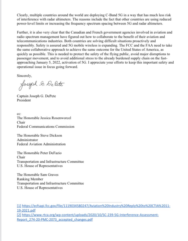krisvancleave's tweet photo. “The FAA and FCC are at a stalemate on how to resolve this issue, and that’s a big problem for passengers, shippers, and the American economy,”The pilots’ union @ALPAPilots writes in a letter re-5G concerns to the top Senators on Commerce @SenatorCantwell and @SenatorWicker https://t.co/FEUqIqKr0U