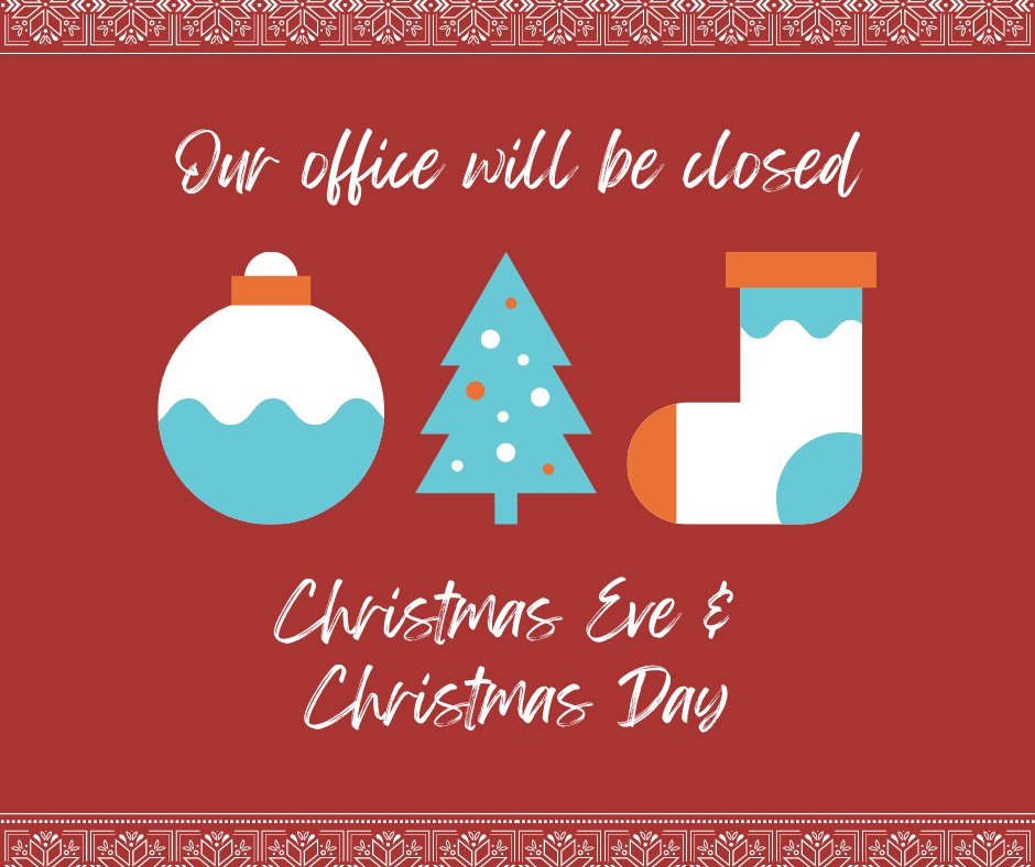 AssocInsurance's tweet image. Our office will be closed Christmas Eve &amp;amp; Christmas Day.  We wish you &amp;amp; your families a safe &amp;amp; happy holidays!
