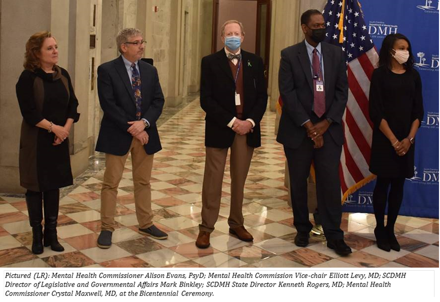 Roads_SC's tweet photo. On Dec. 8, following comments from SCMH Commission Chair L. Gregory Pearce, Jr, SCDMH Legislative and Governmental Affairs Director Mark Binkley, and SCDMH State Director Kenneth Rogers, MD, Governor Henry D. McMaster issued a proclamation commemorating SCDMH's 200 years. https://t.co/9aQLdRJqAQ