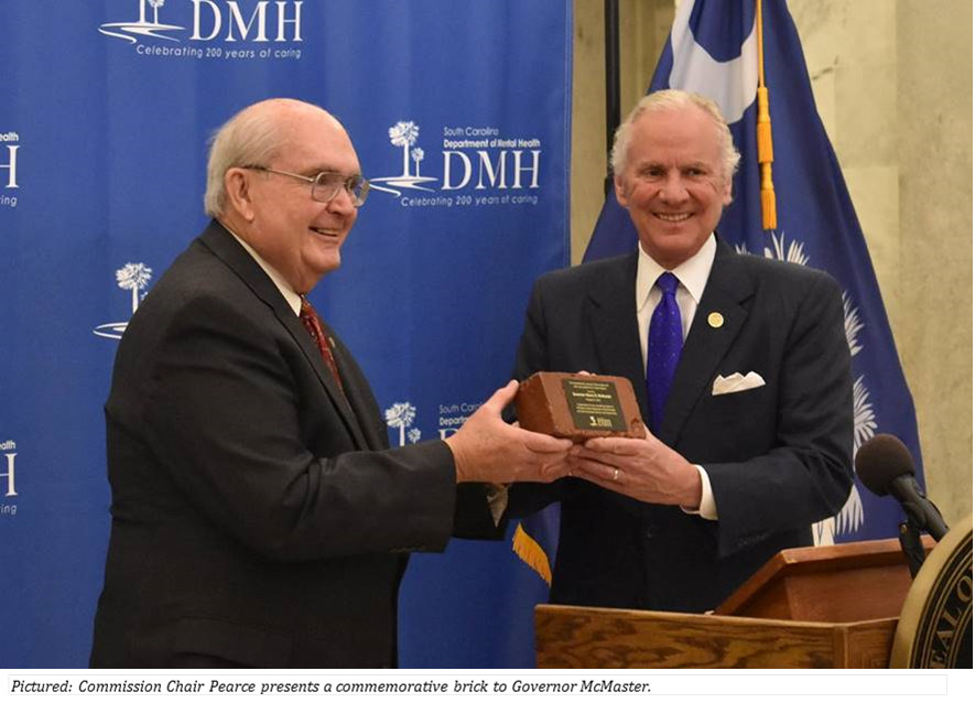 Roads_SC's tweet photo. In recognition of his steadfast support of SCDMH and South Carolinians with mental illnesses, Mr. Pearce presented a handmade brick from the 1827 wall that formerly surrounded the SC State Hospital.

#200YearsOfCaring
#SCDMH
#RoadsofIndependence https://t.co/zyUrkM3a5w