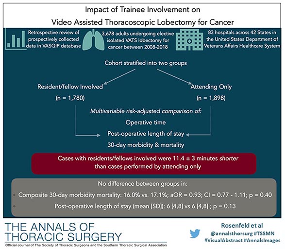 annalsthorsurg's tweet photo. #VisualAbstract from Rosenfeld et al on Impact of Trainee Involvement on Video-Assisted Thoracoscopic Lobectomy for Cancer: https://t.co/j2BTzTkulu #AnnalsImages #TSSMN 

ping @maraantonoff @DavidCookeMD @biniamkidaneMD @TomVargheseJr @archerm2 @elde_md @ahalpernunc https://t.co/kve8ZPBj9o