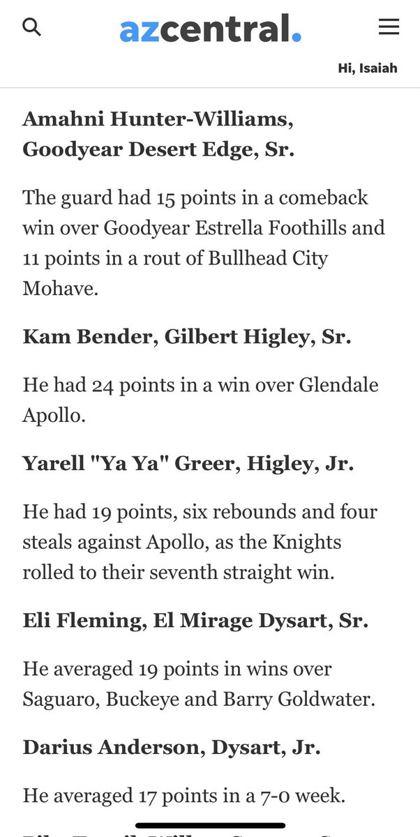 Higley Basketball (@higley_bball) on Twitter photo Two of our Knights were highlighted as top performers of the week for Dec. 13-18. Great job @KameronBender <a href="/YarellGreer/">Yaya greer</a>
#GoKnights Two of our Knights were highlighted as top performers of the week for Dec. 13-18. Great job @KameronBender <a href="/YarellGreer/">Yaya greer</a>
#GoKnights
