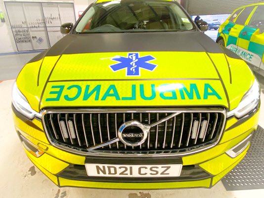 Darenhutch's tweet photo. Too good an opportunity to pass by, these superb looking Volvo XC 60’s in @OHVTech’s inspection and dispatch area today. @NEAmbulance #Ambulance #venari https://t.co/fAHUBHPuJ3