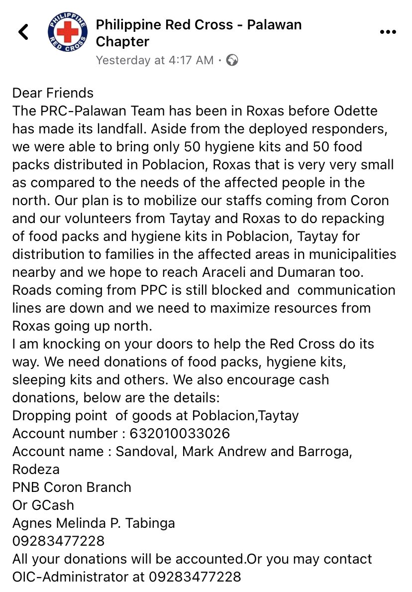 dxb_fan's tweet photo. Palawan needs urgent help, too. #RescuePalawan #HelpPalawan

Here are some relief ops based or focus in Palawan. https://t.co/o1UanskLxv