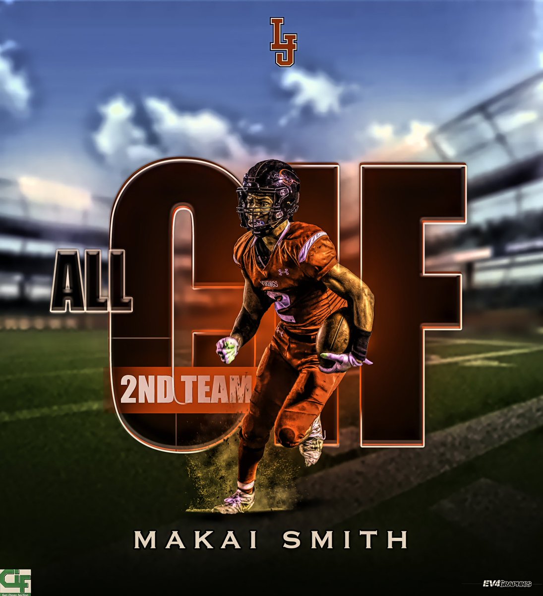 CoachRoachLJ's tweet photo. Big Congrats to our guy @Makai_21_Smith being honored 2nd Team San Diego All CIF &amp; 1st Team All Western League! Hard work pays off for the big time play maker! #sailtheship #nextlevelvikes 🖥️ @EV4Graphics 🔥 https://t.co/3PeYY3IdWq
